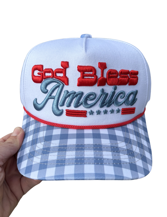 GOD BLESS AMERICA TRUCKER HAT | CANVAS CAP
