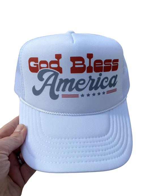 GOD BLESS AMERICA TRUCKER HAT | CANVAS CAP