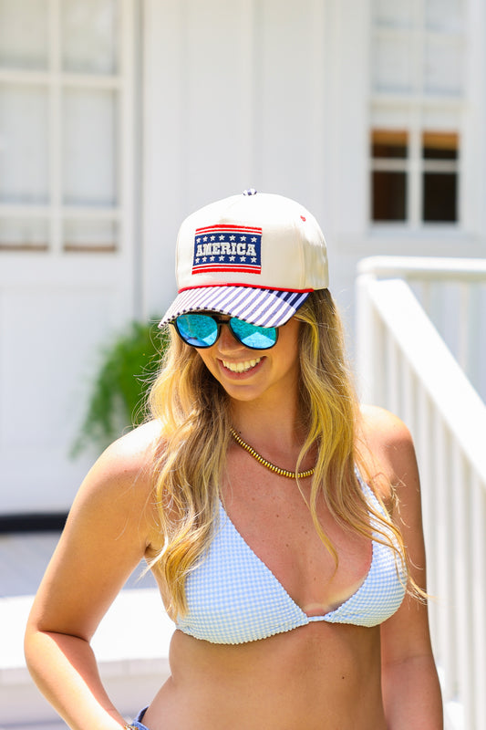 AMERICA STRIPED CANVAS CAP